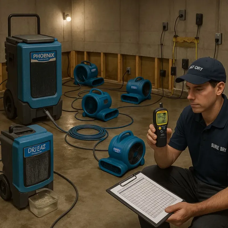 Structural Drying and Dehumidification process in Huachuca City, AZ